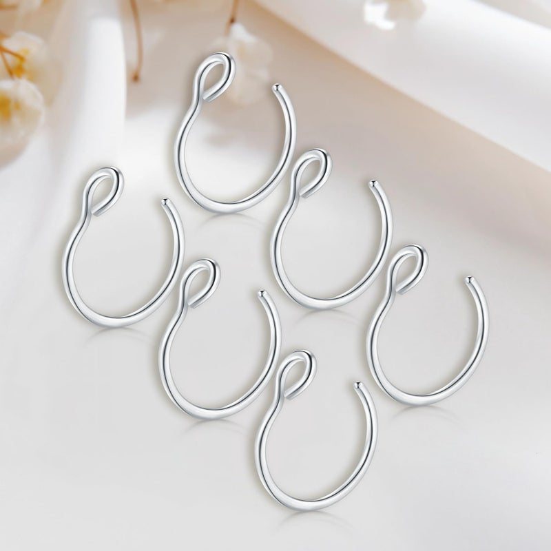 D.Bella Fake Nose Ring Hoop 20G Faux Septum Piercing Jewelry 8mm Faux Lip Piercing Clip on Non Piercing - Image 5